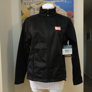 UltraClub BJ's Soft Shell Jacket Black  sz L Wind Water Resistant Full Zip